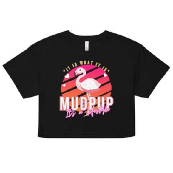 MUDPUPs Pink Flamingo Custom Crop Top Miami Beach Shirt Surf Shirt - Picture 10 of 10